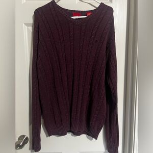 Izod Eggplant Purple Cable Knit Sweater